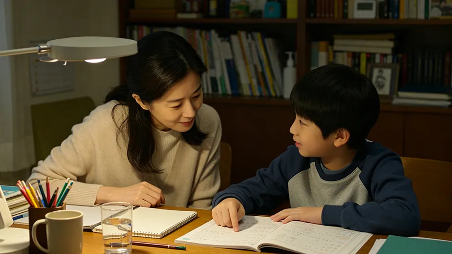 妈妈陪伴孩子学习